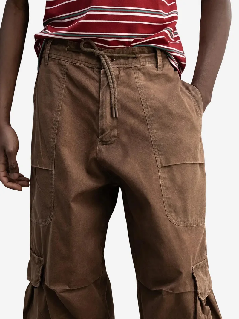 Giesto Beaver Brown GIESTO Wide Leg Cargo Pants for Men | Best Price UAE